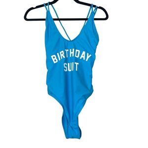 Ravesuits Scoop Neck Strappy Birthday Suit One Piece Graphic Swimsuit Blue XL